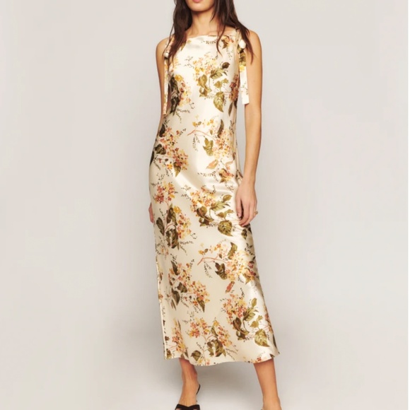 NWT Reformation Aden Silk Midi Dress - Bella Floral - Picture 7 of 8